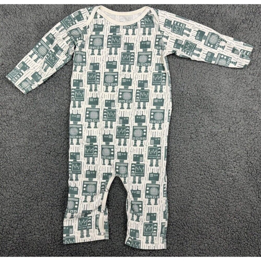 Winter Water Factory One Piece Long Outfit Romper 18m 18 Green Robot USA Organic